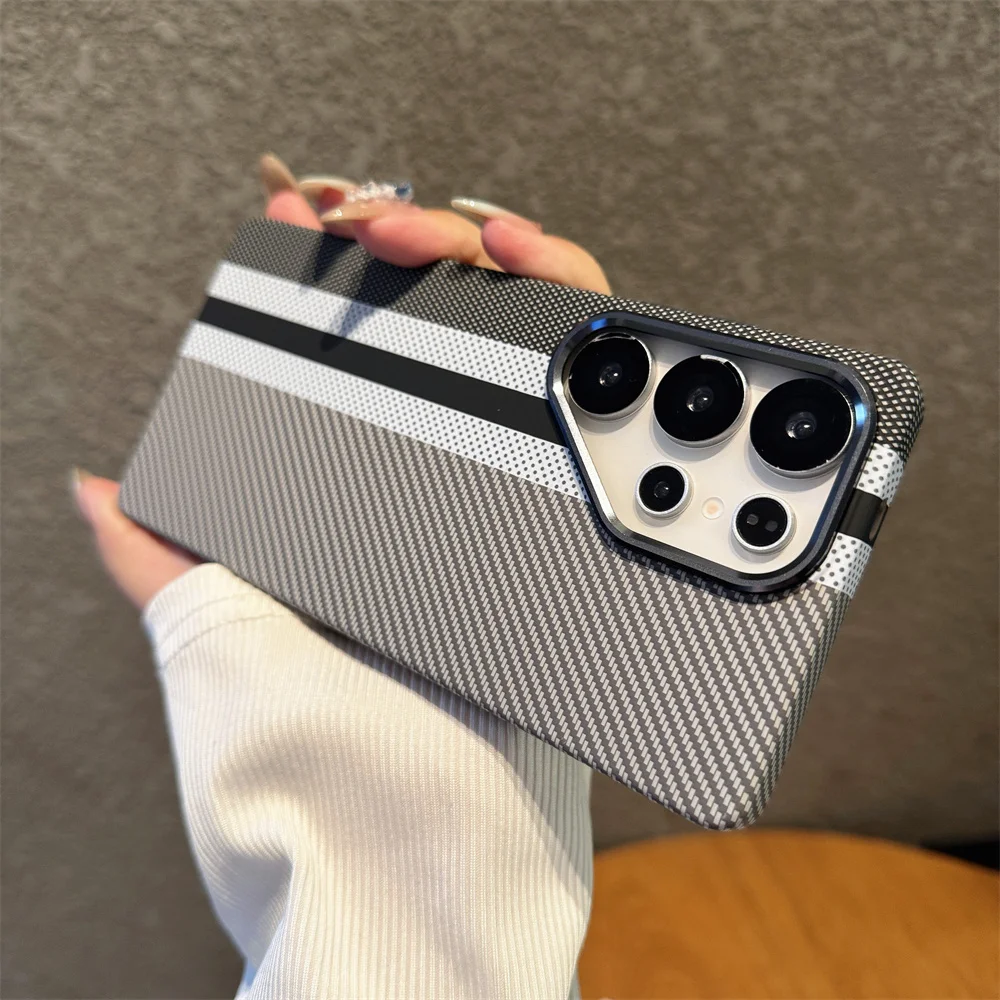 

Luxury Colorful Kevlar Carbon Fiber Magnetic Phone Case For Samsung S24 S25 Ultra S23 Plus For Magsafe Wireless Charging Cover