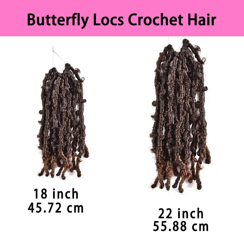 5 paczek syntetycznych włosów do szydełkowania Butterfly Locs, 18/22 cale, wstępnie zapętlone, kolor T30, postarzane warkocze szydełkowe Locs