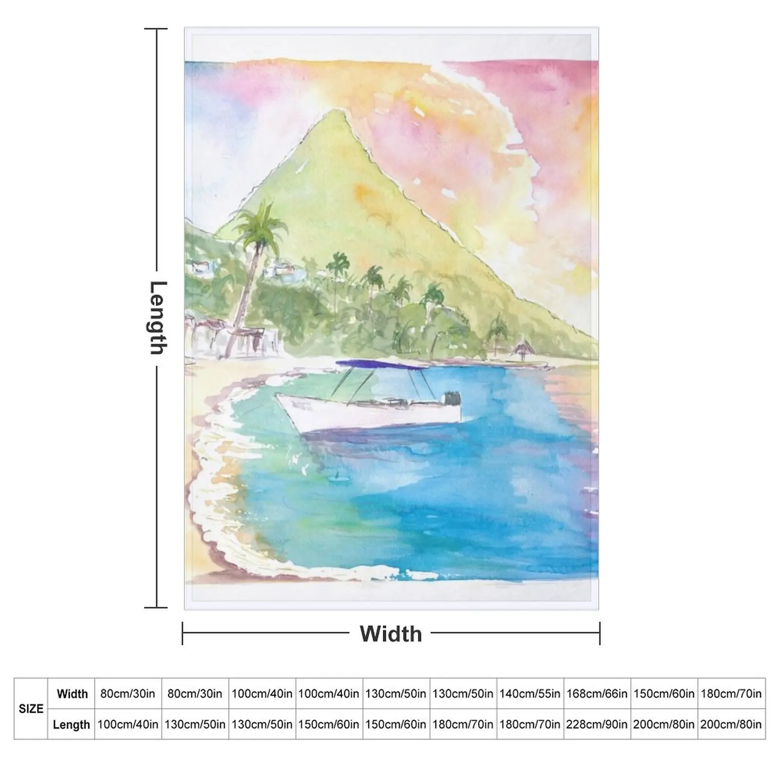 St Lucia Sunset and Amazing Piton Beach Scene Throw Blanket Bed covers Large For Baby Decorative Beds Blankets