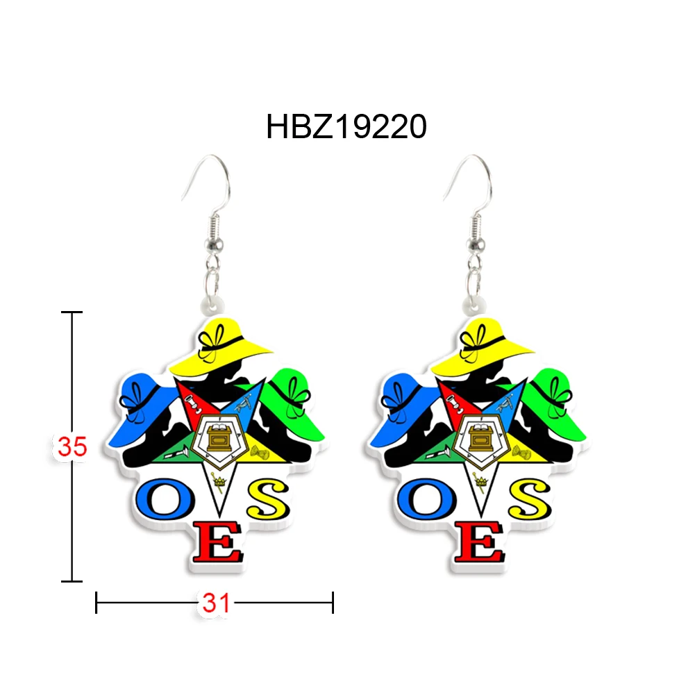 New Arrival Sorority Eastern Star OES Women Drop Earrings Acrylic Cute Multicolour Fashion Jewelry For Woman Girls Party Gift