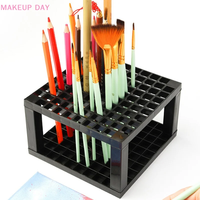 Soporte para brochas de maquillaje, organizador de maquillaje desmontable, 96 agujeros, para escritorio, suministros de pintura, 1 unidad