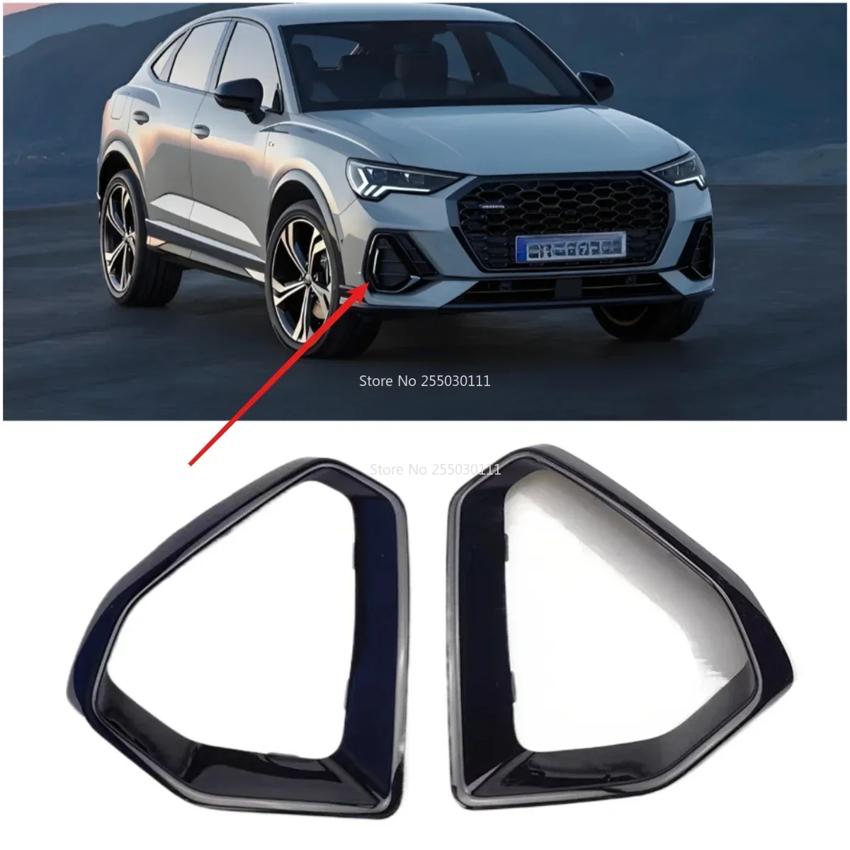 

Car Black or Silver Front Bumper Fog Light Cover Lower Grille Decorative Frame For Audi Q3 Sportback 2020 2021 2022 2023