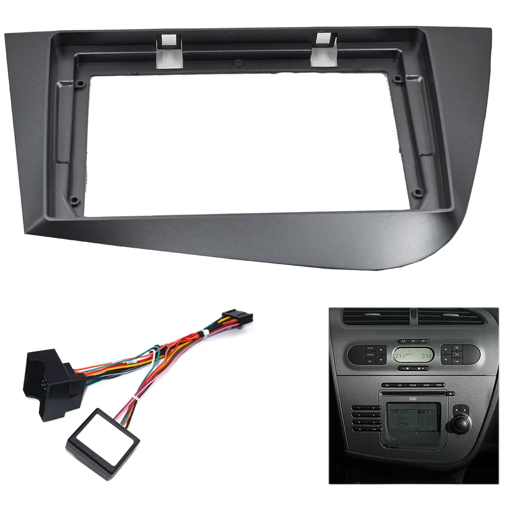 CAN Bus Wiring Harness with 9 inch Android System Dashboard Panel Frame for Seat Leon Mk2 1P 2005 to 2012 16 Pin Cable Adapter