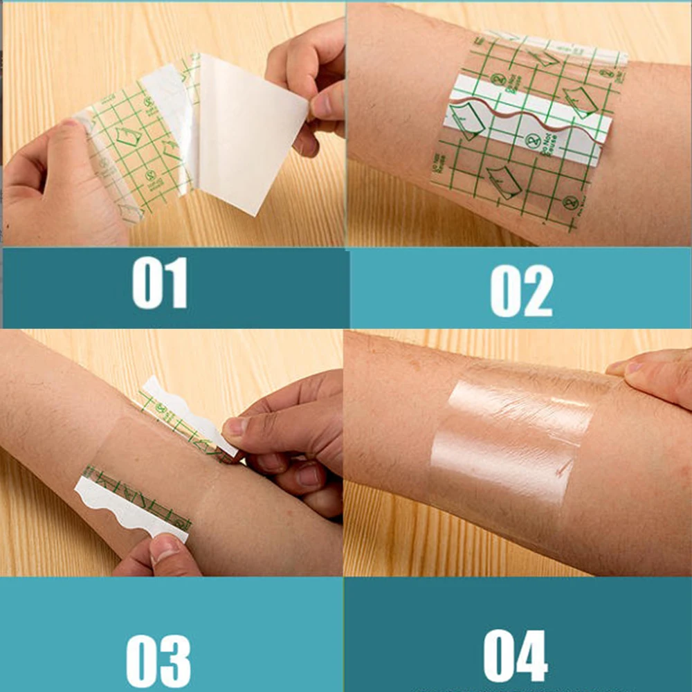 100Pcs Waterproof Transparent Tape PU Film Medical Adhesive Plaster Anti-allergic Wound Dressing Fixation Tape
