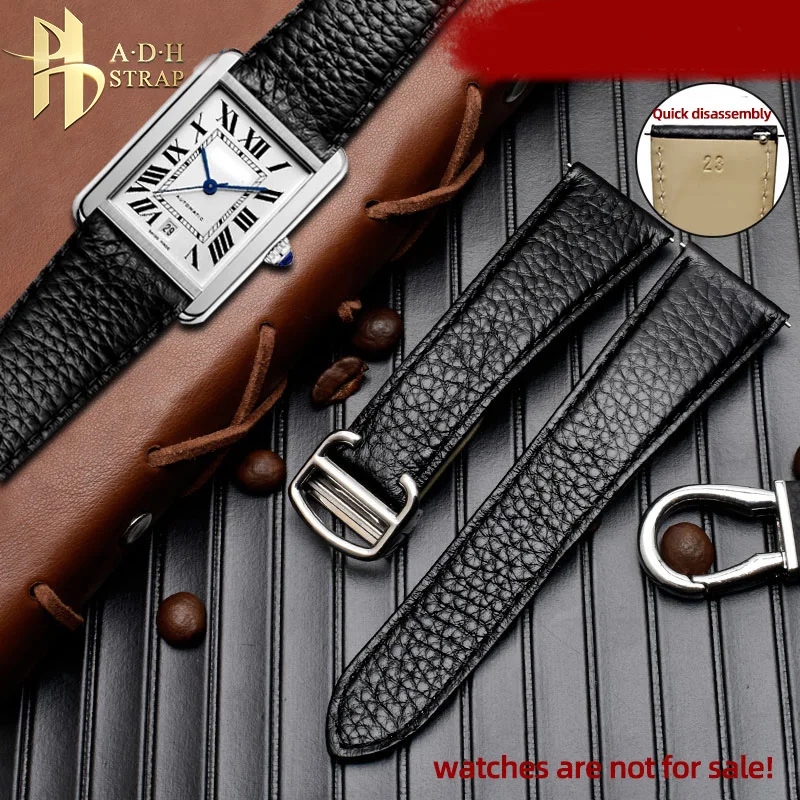 Fit for Cartier Tank London Solo WSTA0042 WSTA0029 Genuine Leather Watch Strap Quick Disassembly Cow  Band 17 20 22 23 24 25mm