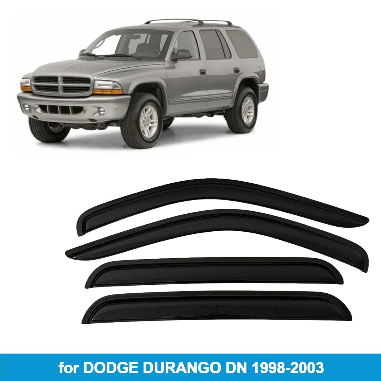 

Window Visor for DODGE DURANGO DN 1998-2003 Rain Guard Side Vent Deflector Weathershield Outside-Mount Tape On