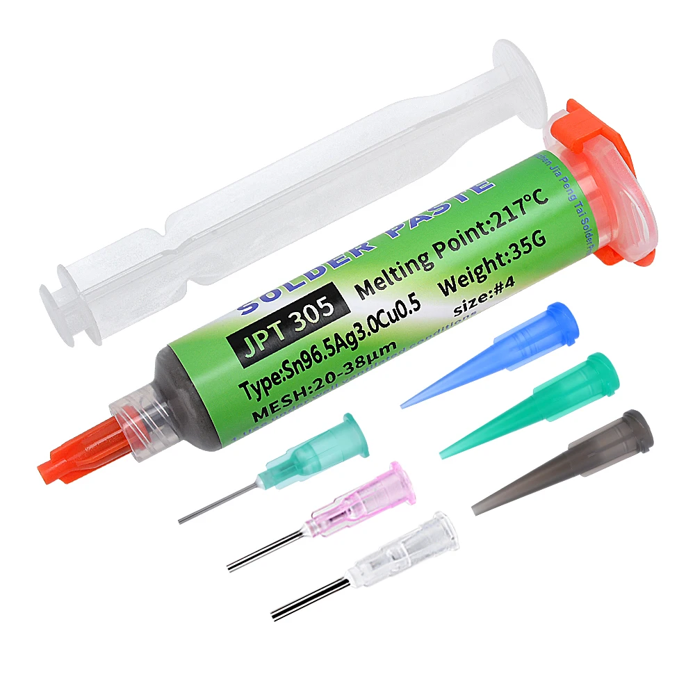 217 ℃ Bleifreie Hochtemperatur-Lötpaste Sn96.5Ag3.0Cu0.5 Schmelzpunkt: Verbesserte Leitfähigkeit von Nadelrohren