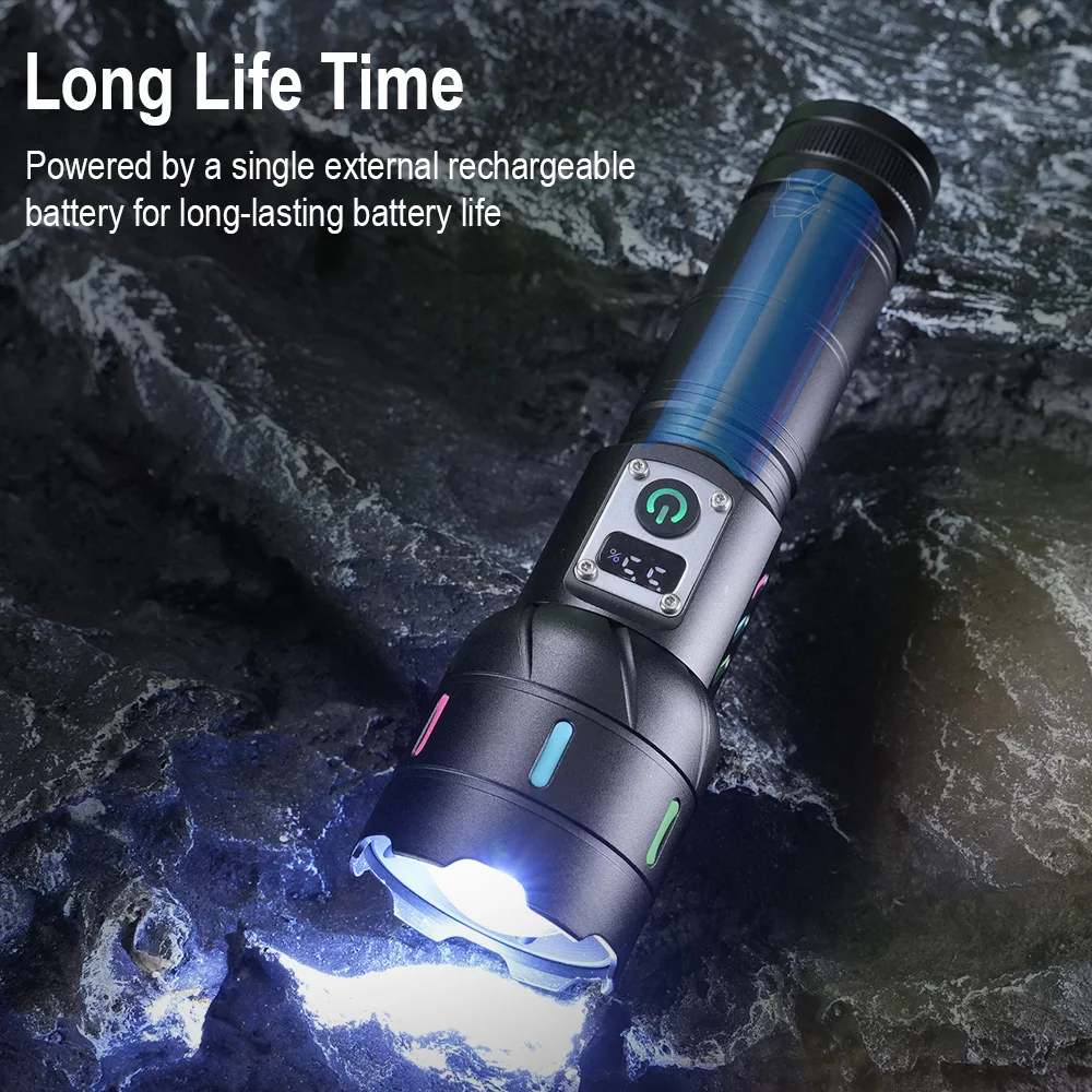 boruit-led-懐中電灯-長距離照射-ズーム可能-超高輝度-type-c-充電式-パワーバンク-防水トーチ-キャンプやハイキング用