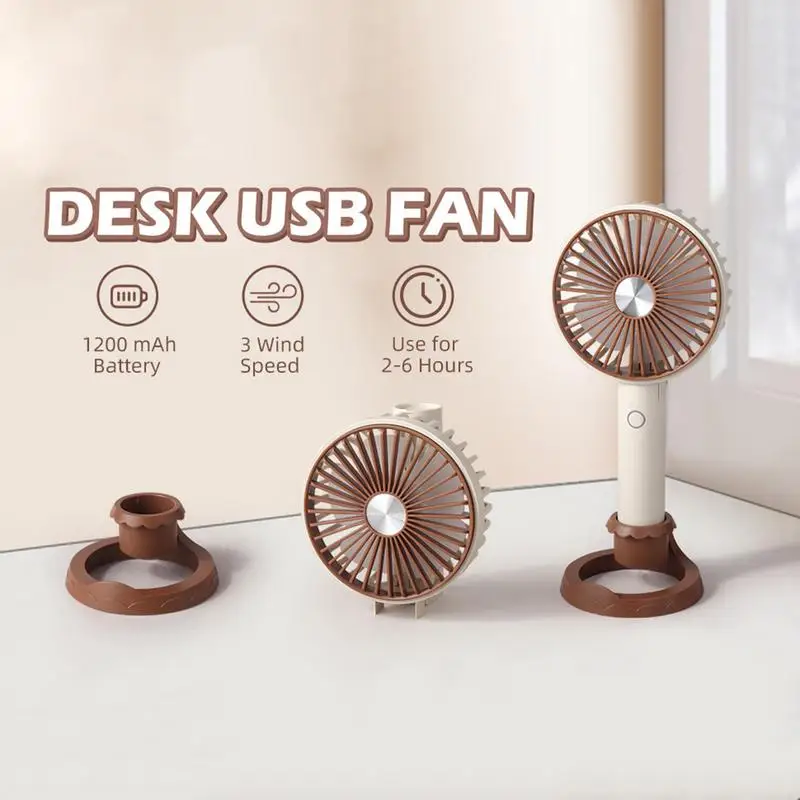 Foldable Handheld Fan Foldable USB Rechargeable Fan 3 Speed Wind Phone Holder Powerful Personal Small Desk Fan With Base For