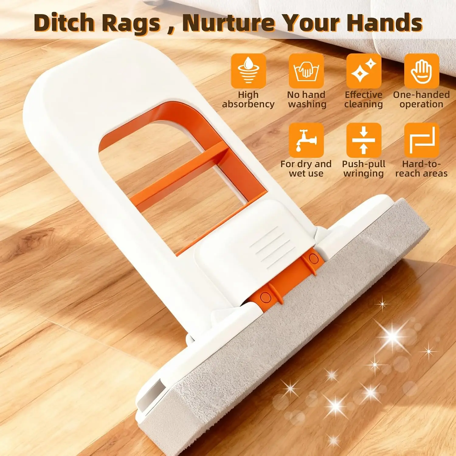 Mini Folding Mop，Portable Mini Cleaning Mop，Self Extruding Sponge Cleaning Tool，Suitable for Kitchen Countertops，Bathrooms，Cars