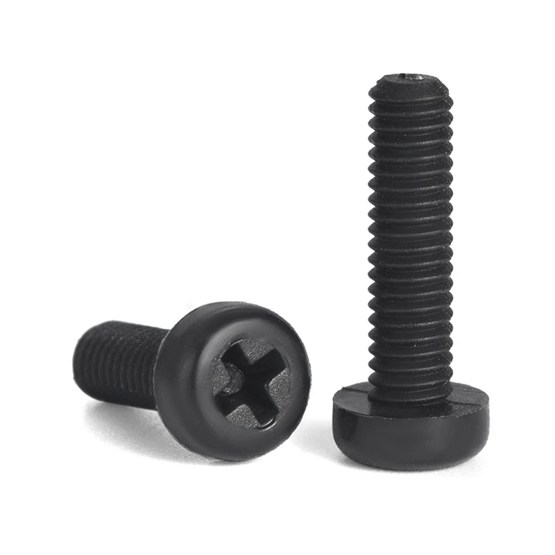 Black Nylon Round Head Cross Screw M2 M2.5 M3 M4 M5 M6 M8 Plastic Insulated Phillips Pan Head Screws Bolts Length: 4mm~60mm