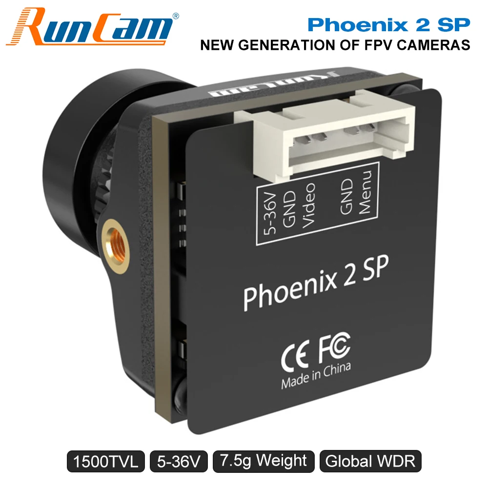 

RunCam Phoenix 2 SP FPV Camera 1/2.8 COMS 1500TVL Global WDR 4:3/16:9 NTSC/PAL