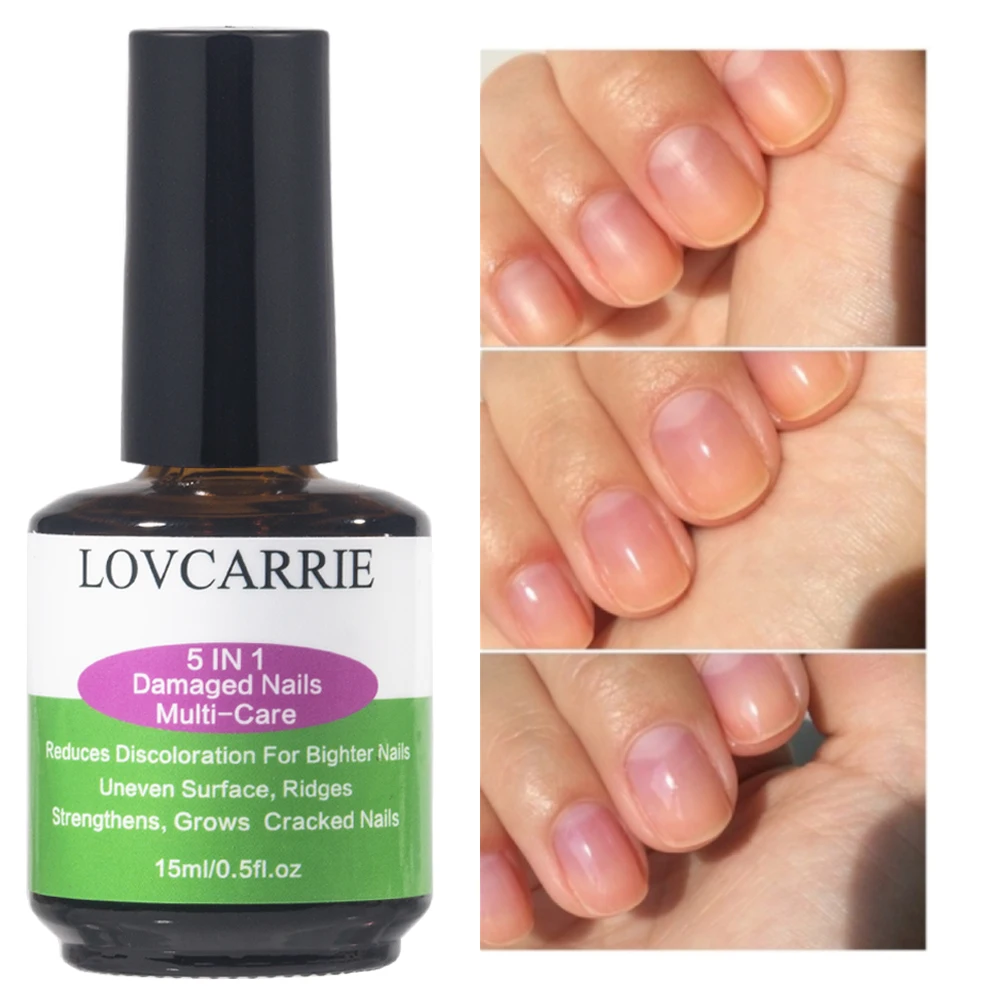 LOVCARRIE 5 IN 1 Nail Hardener Damaged Nails Multi-Care Repair Nail Growth Strengthener Normal Varnish Polish Manicure Fast Dry