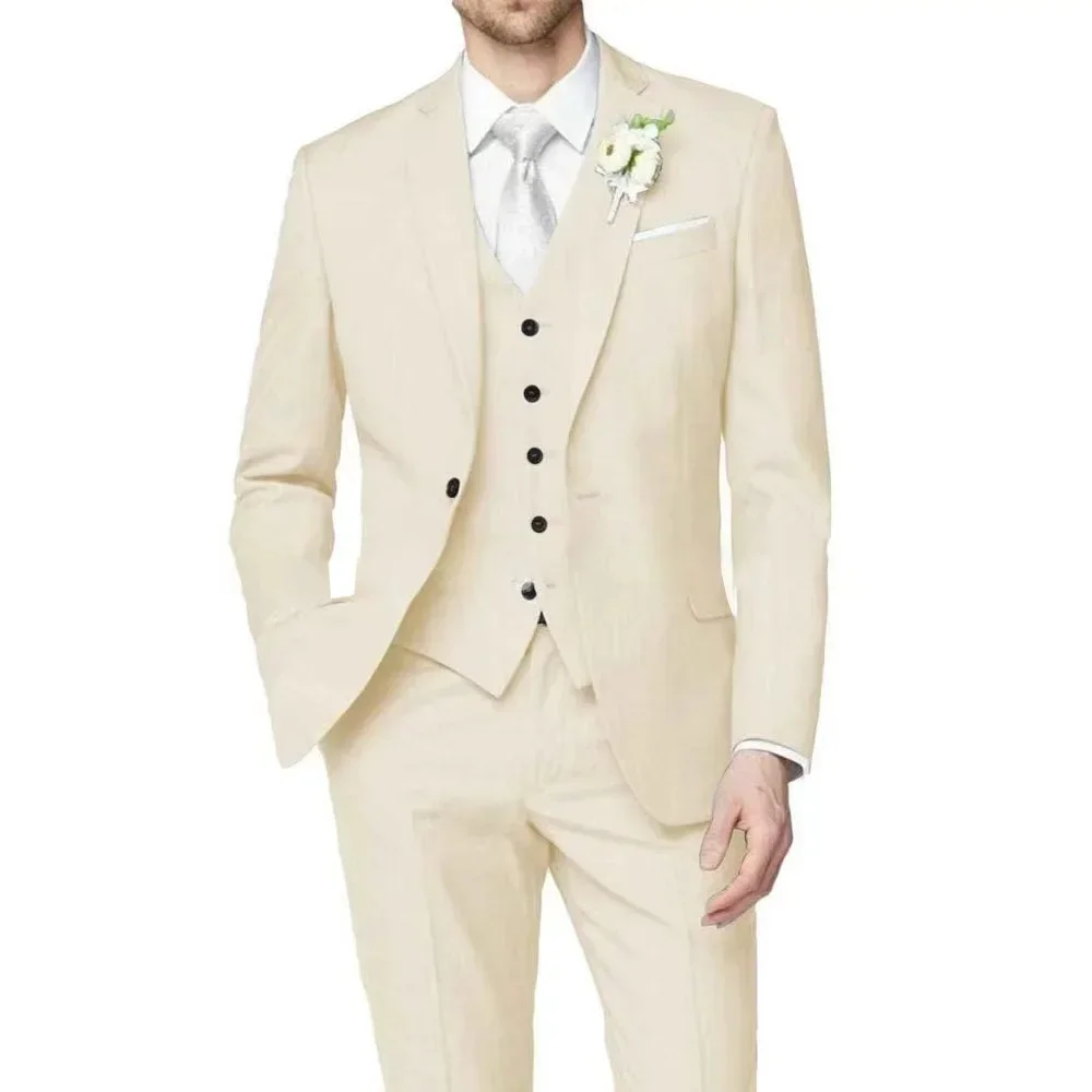 Suit For Men Formal Slim Fit Men\'s Suit Blazer Vest Pant Sets 3 Piece Elegant Costumes Wedding Dresses Tuxedo Dance Party
