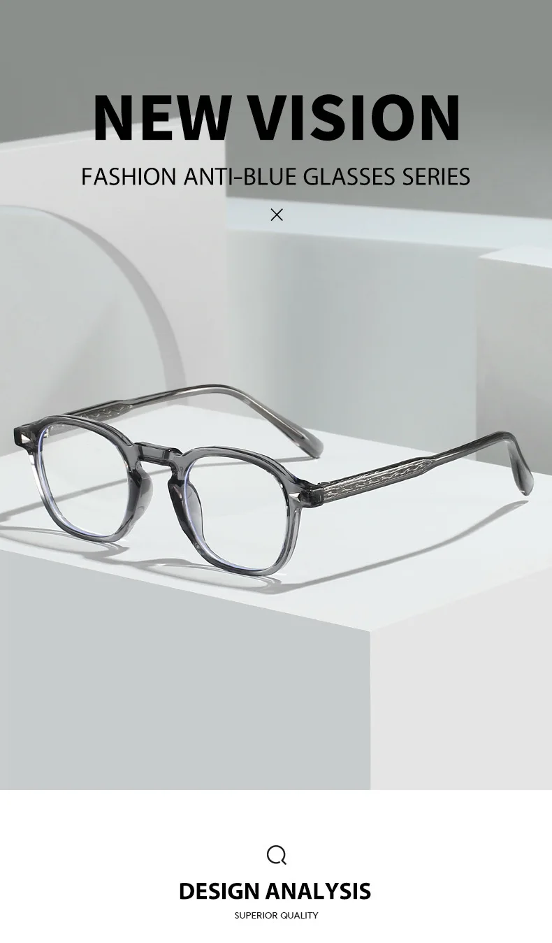 Premium Anti-Blaulicht-Brille für Männer und Frauen Retro Dicker Quadratischer Rahmen TR90 Leichtgewichtige Computerbrille Modische Brillen – Detail 3