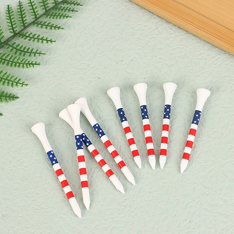 50pcs American Flag Style Durable Bamboo Golf Tees Of (3-1/4'' & 2-3/4'') Length Golf Ball Holder Golf Training Practice tees