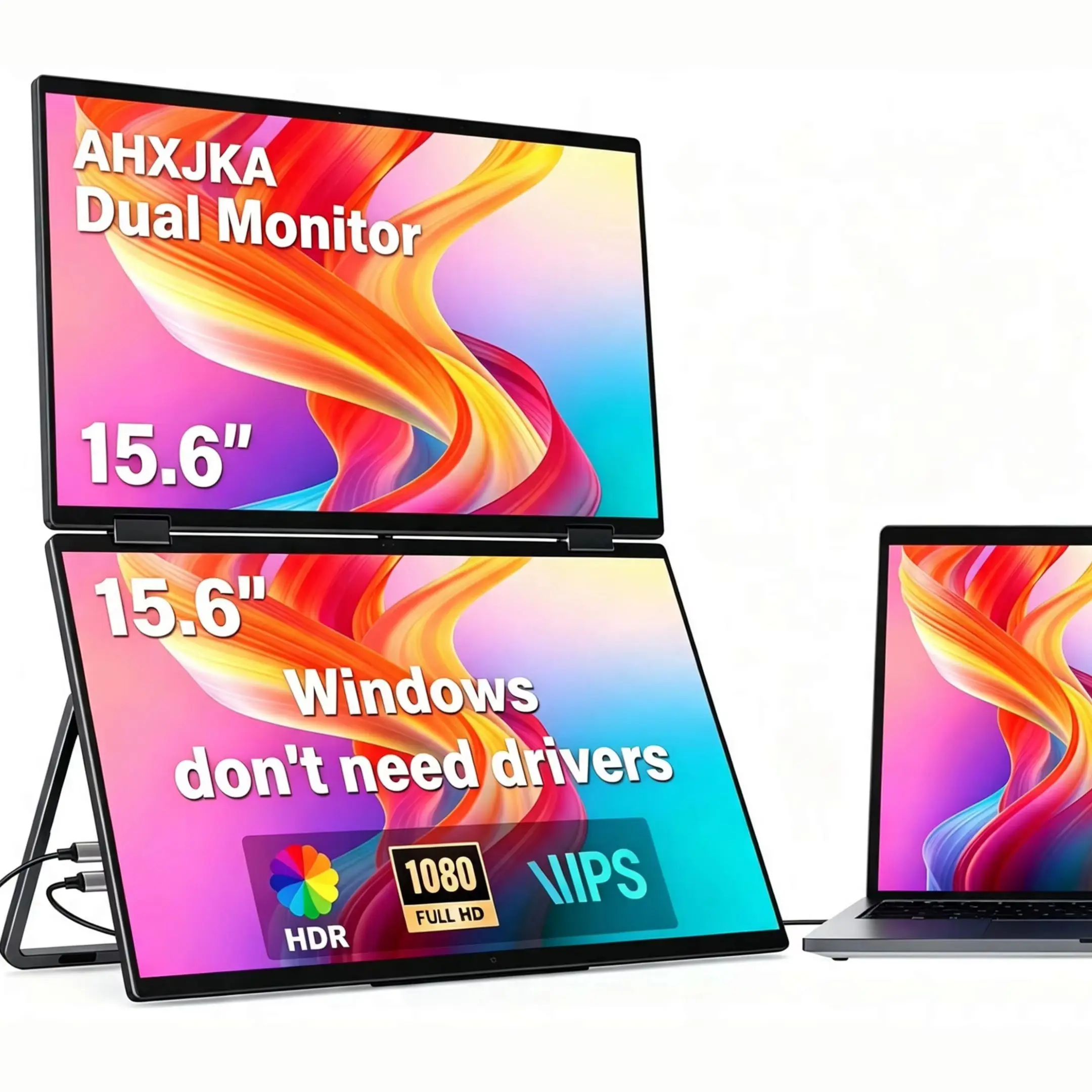 15.6 Inch Dual Portable Monitor 72%sRGB 1080P FHD IPS 300Nits With Type-C Mini HDMI For Laptop Phone TV XBox  PS4/5 Mac Switch