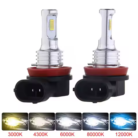 2Pcs H8 H9 H11 LED Fog Lamp Car Fog Light Bulbs Auto Motorcycle Headlight Driving Running Lamps 12V 24V 6000K 3000K 12000K