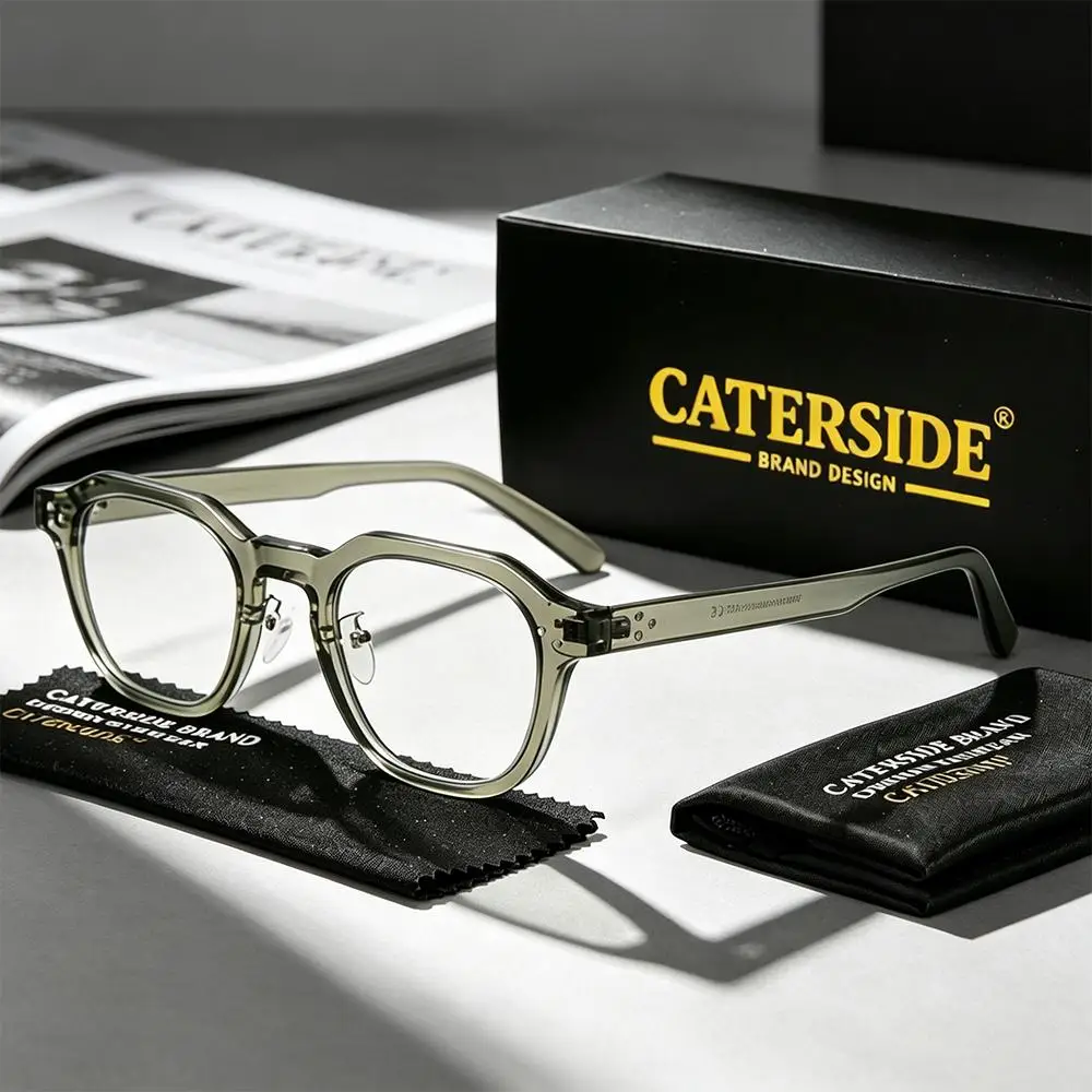 CATERSIDE Retro Herren Eckige Flache Leichte Brille Hochwertige Tr-90 Brillengestelle Damen Outdoor Business Festival Geschenkbrille – Detail 2