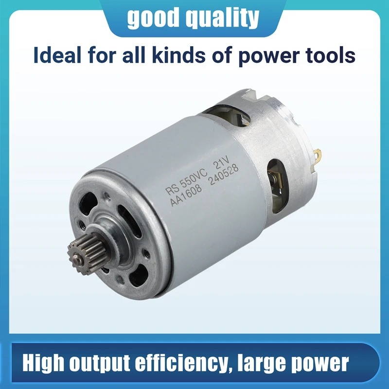 Motor de CC RS550 de 21V, engranaje de 14 dientes y 9,5 Mm para Mini motosierra, Motor eléctrico, taladro, accesorios de herramientas eléctricas recargables