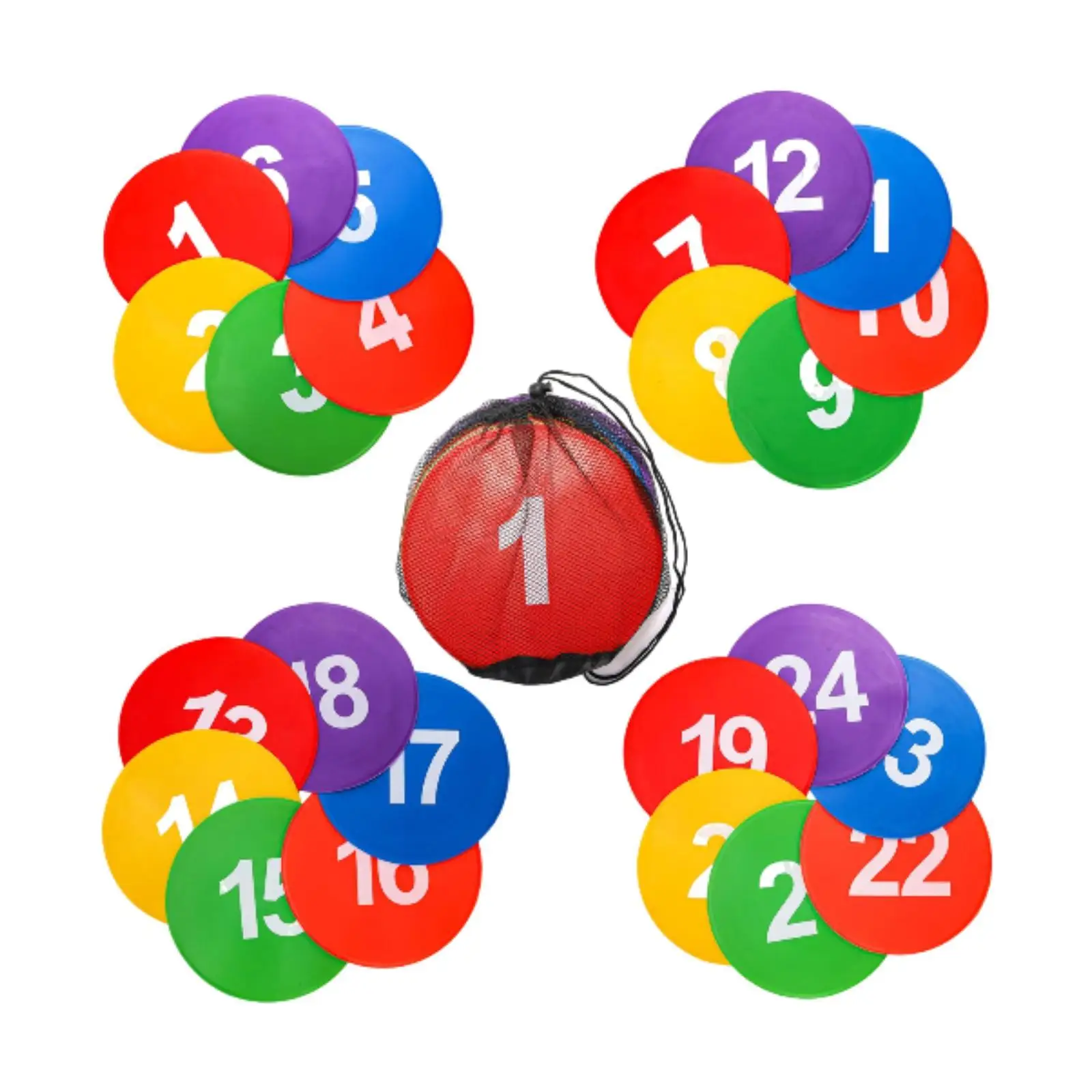 

24Pcs 9inch Sports Spot Markers Bright Floor Agility Dots for Games Gym