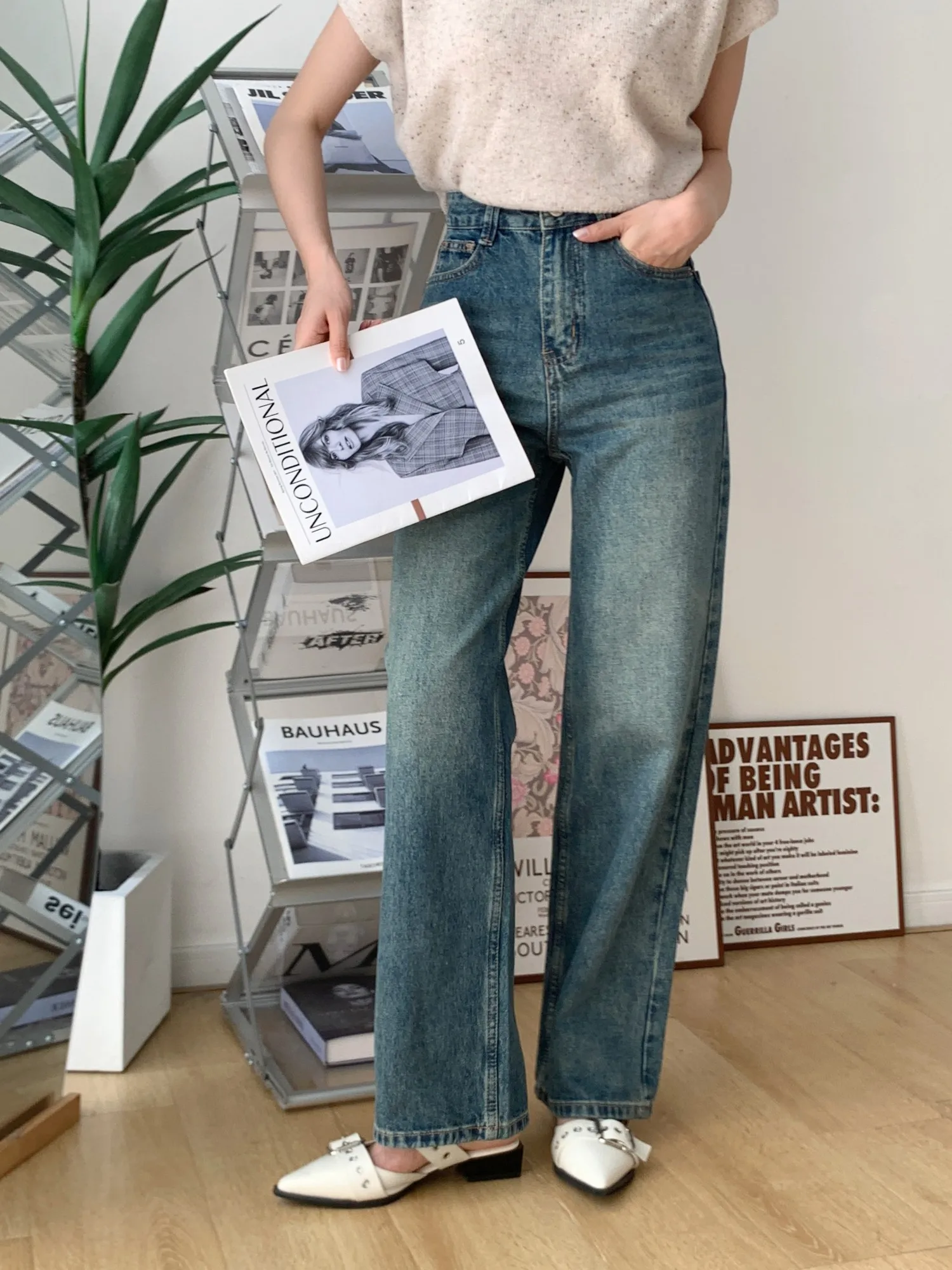 

Прямые джинсы для похудения с высокой талией Arise Home Глубокие и легкие смешанные простые чистые рваные джинсовые брюки из смеси хлопка Lenzing