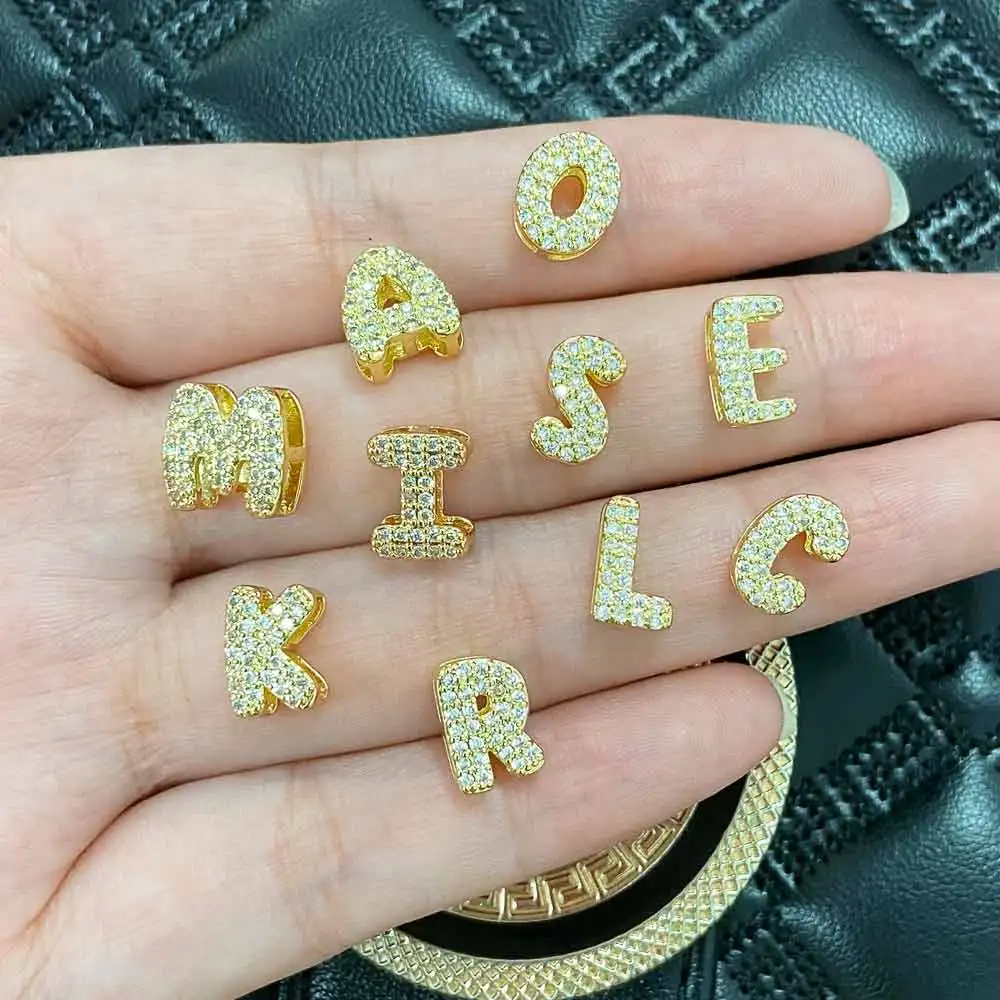 OCESRIO Crystal Small 26 Letters Charms for Bracelet Copper Gold Plated Initial Name accesorios de joyería envio gratis chma283