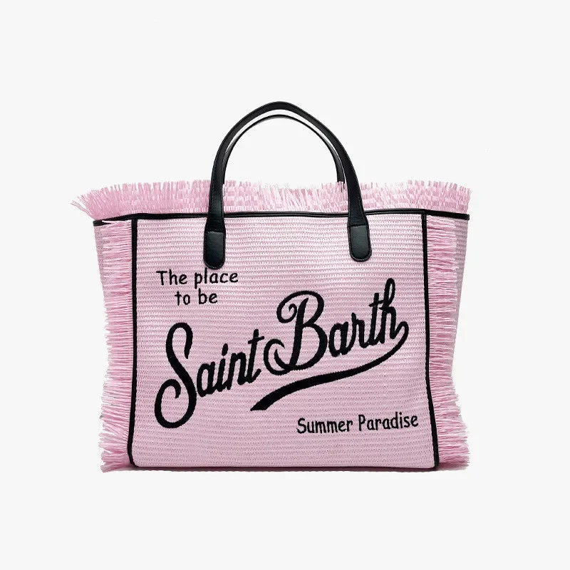 Saint Barth Tote Bag New Ladies Large Capacity Handbag Fashion Casual Daily Canvas  Striped Handmade Tassel Shoulder Satchel