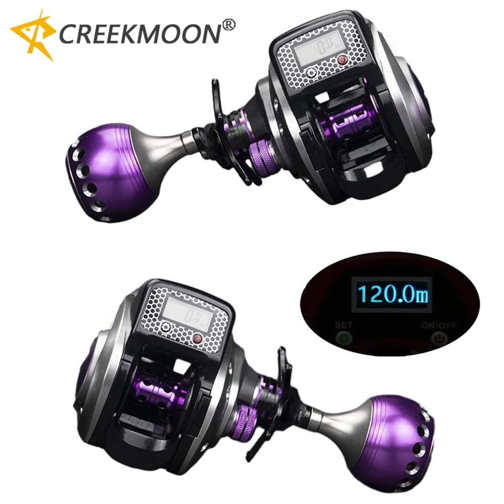 Digital Display Electronic Fishing Reel Gear Ratio 6.3:1 Low Profile Line Counter Baitcasting Reel Full Metal Handle Saltwater