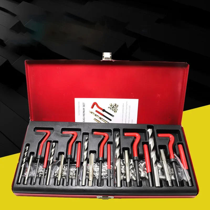 131Pcs Damaged Thread Repair Drill Tool Tap Die Kit Combination Remove Broken Screws Bolts M5/M6/M8/M10/M12 Wire Thread Inserts