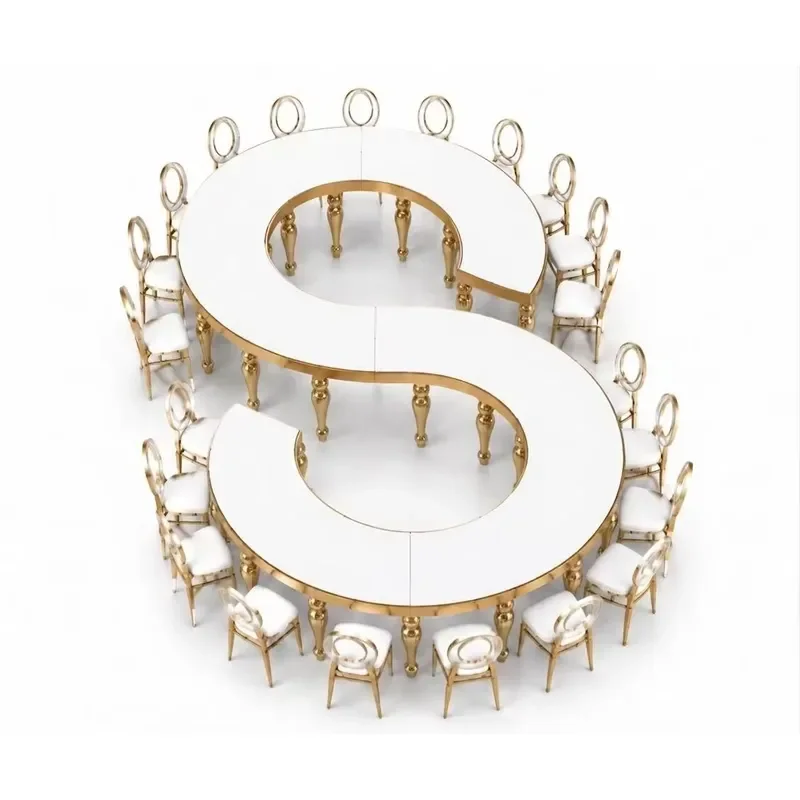 Custom Stainless Steel Frame White Glass Top Elephant Leg Table Hotel Wedding Banquet Party Event Furniture