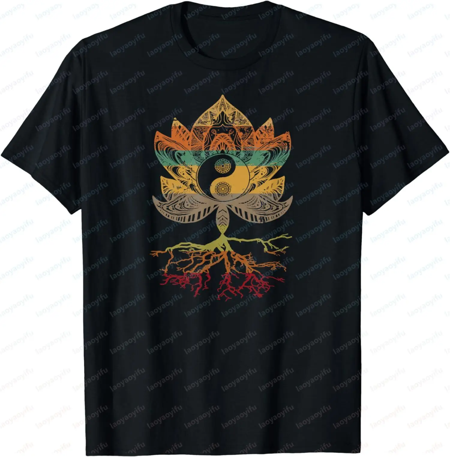Limited Edition Lotus Mandala Yin-Yang Sacred Geometric Spirit T-shirt High-end Men's Clothing