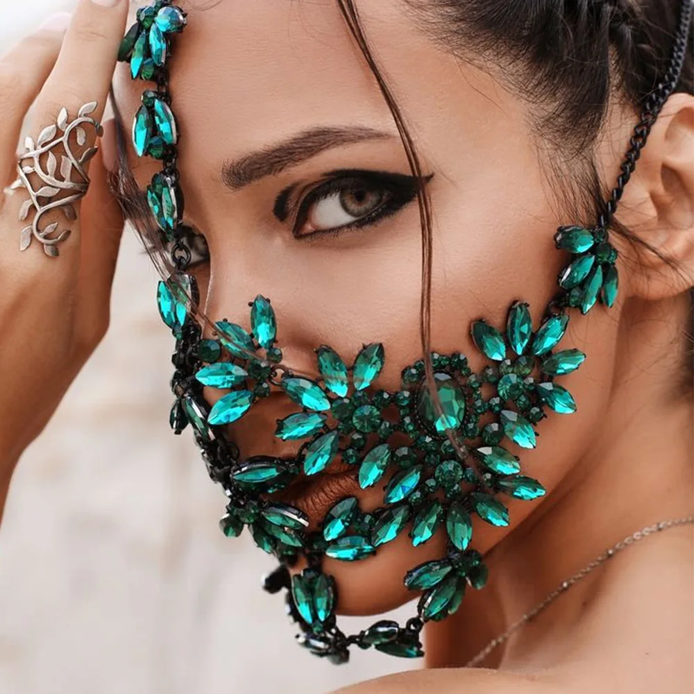 Fashion Crystal Half Face Jewelry Club Cosplay Party Girl Birthday Gift 2026 Bridal Rhinestone Mask Veil Jewelry for Women
