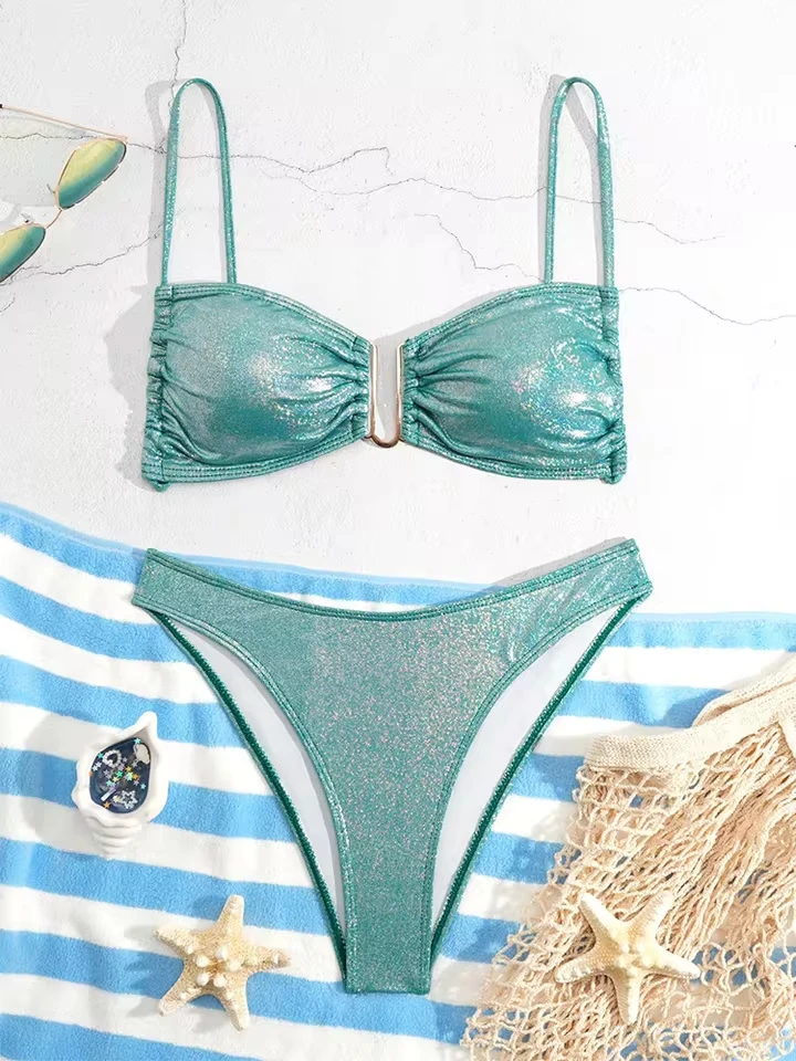 

Vzvn Sexy Solid Spaghetti Strap Bikinis Women Split Swimsuit Beach Bikini 2026 All Season Backless Bandage Bikinis 2 Piece Set