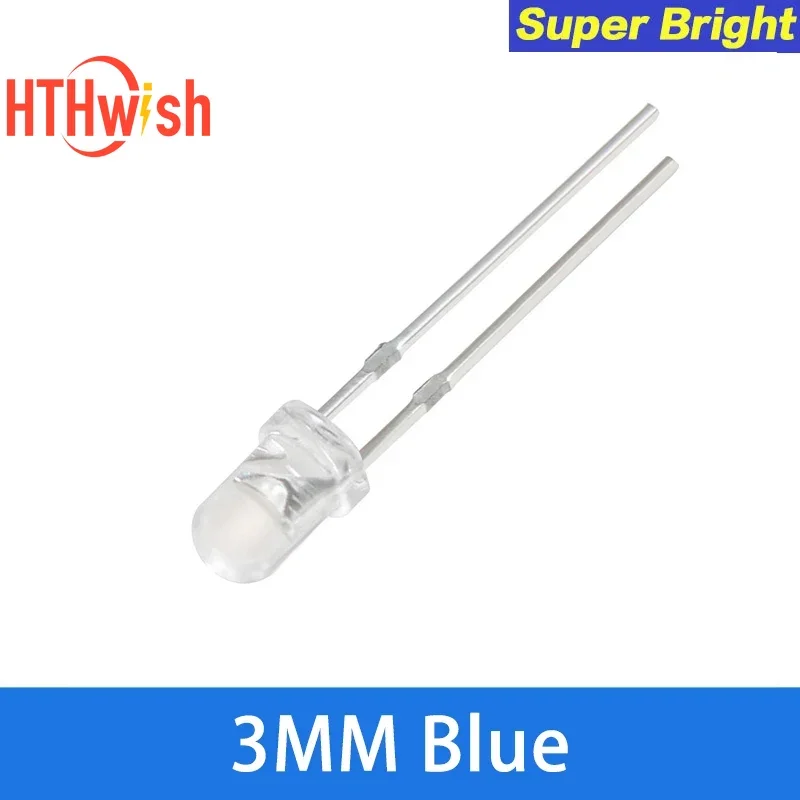 50 uds/100 Uds 3MM diodo LED transparente F3 Super brillante azul verde naranja rojo amarillo blanco emisor de luz