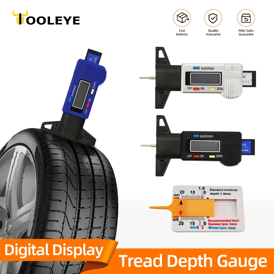 Digital Tread Depth Gauge For Car Tyre Tire Meter Thickness Gauges Automobile Tire Wear Detection Measuring Tools Depth Caliper