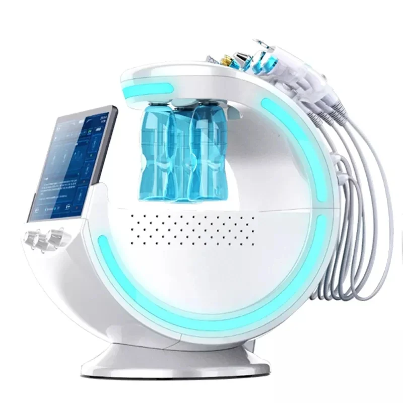 7 en 1 Analizador inteligente de azul hielo Máquina facial multifunción Diamond Hydra Dermoabrasión Facial Aquafacial