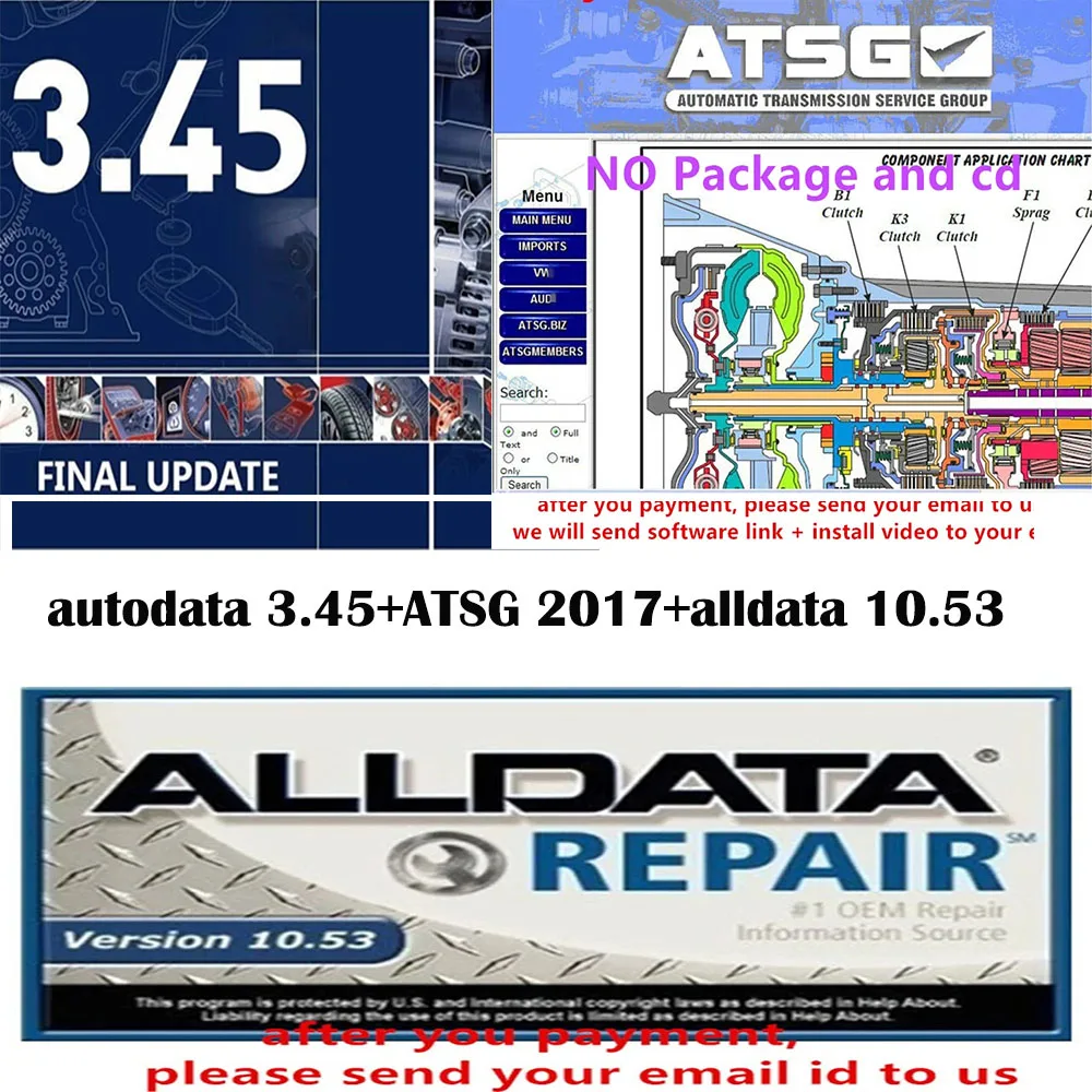 

Newest Auto repair software Autodata 3.45+ATSG 2017 Automotive Maintenance Software + Alldata 10.53 auto car diagnostic install