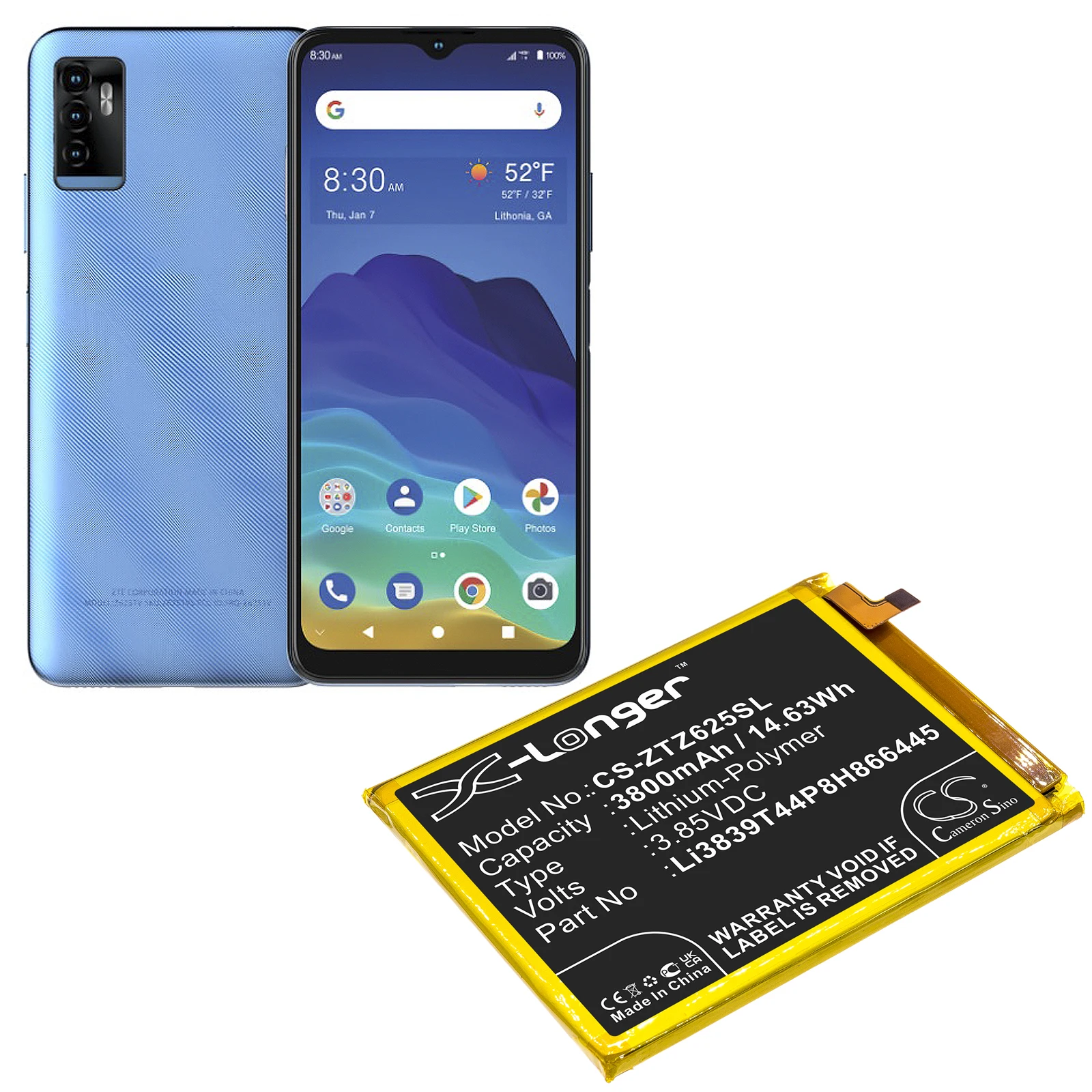 CS Replacement Battery For ZTE Z6251VS Blade 11 Prime 2020 3800mAh / 14.63Wh  Mobile, SmartPhone
