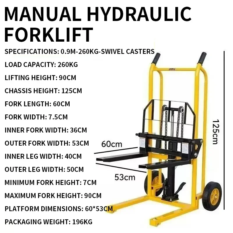 200KG/260KG Hydraulic Material Lift, Maximum Lifting Height 90 Cm, Pallet Stacking Forklift, Portable Platform(Customized)