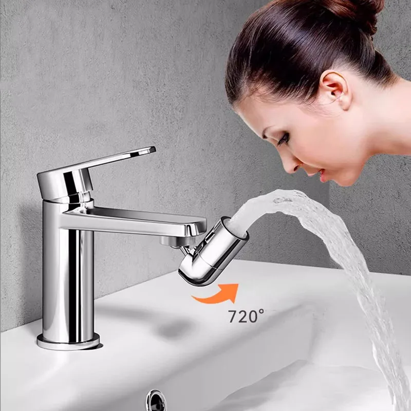 

720° Swivel Faucet Spray Head ABS Kitchen Tap Aerator Bathroom Rotatable Extension Faucet Filter Nozzle Dual Modes Water Saving