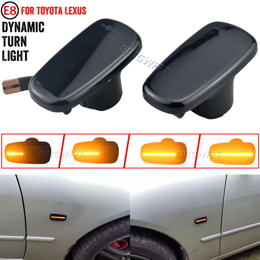 For Toyota Prius Kluger Wish Land Cruiser 200 Prado 120 RAV4 Altezza Lexus IS300 Dynamic Led Side Marker Lights Turn Signal Lamp