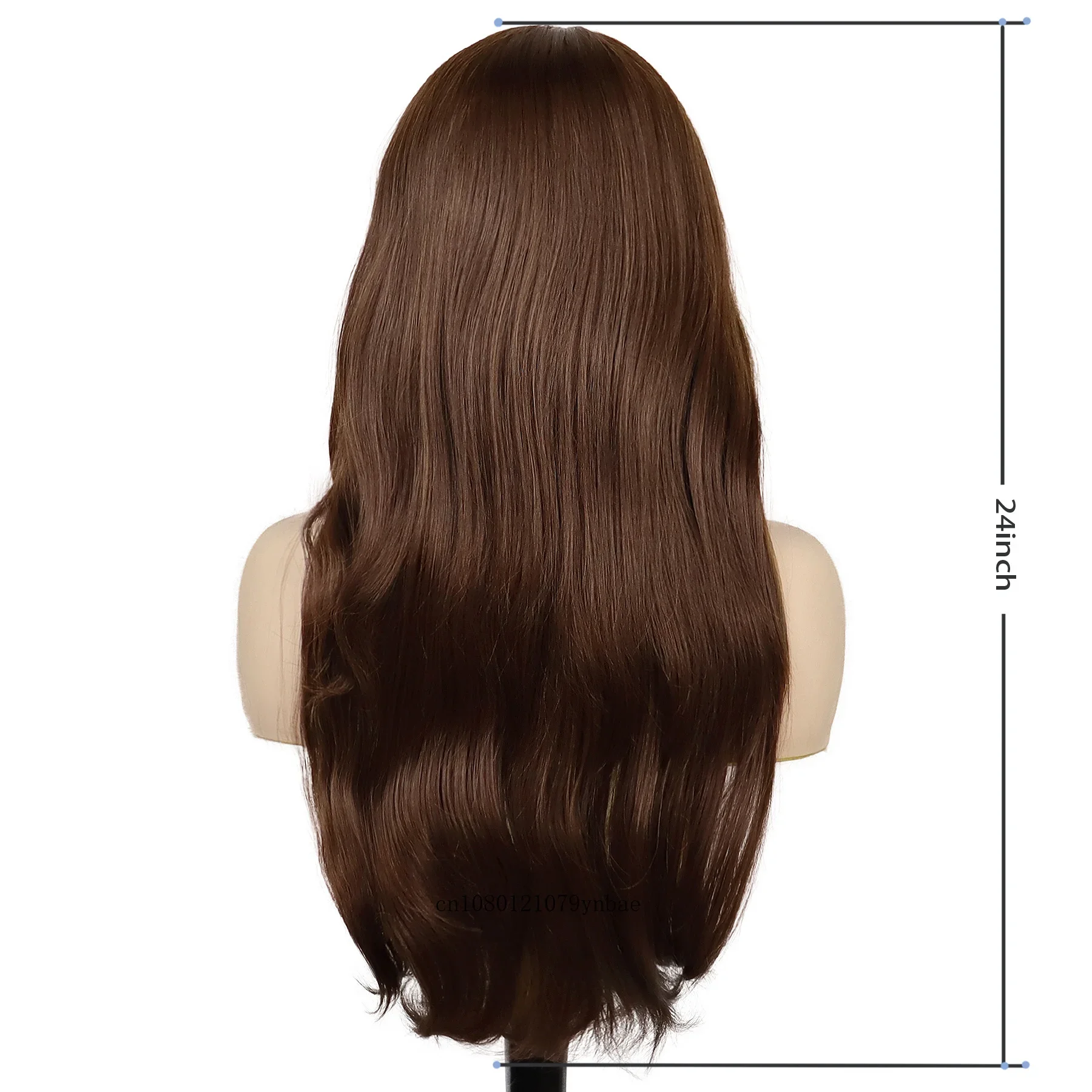 Long Straight Layered Synthetic Wig Natural Hair Middle Part Bangs Brown Wigs for Women Girls Daily Use Heat Resistant Fiber