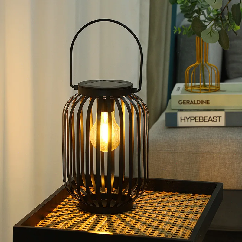 

Solar Garden Light Outdoor Waterproof LED Chinese Lantern Light B&B Courtyard Antique Iron Art Portable Landscape Light Hot