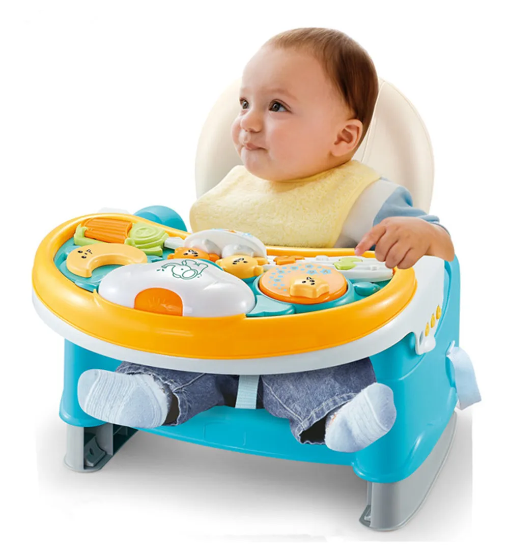 BBCare 3 in 1 Baby Portable Feeding Booster Seat Chair  with Removable Toys Tray, 3-Piont Harness and Adjustable Legs