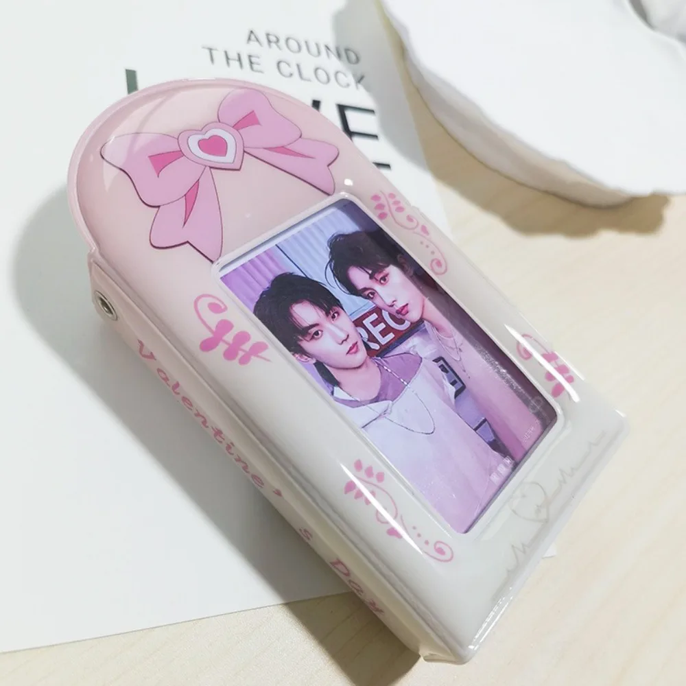 High Quality Love Bow Card Album PVC 3 Inch Mini Photocard Binder with 16 Internal Pages Pink Bear Idol Card Collect Book