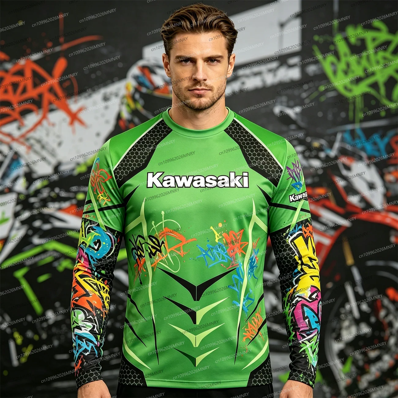 

Summer men long-sleeve t-shirts Motorcycle Kawasaki T-Shirt Riding T-Shirt Sunscreen Fast Drying tshirt 3d Print Women T-shirt