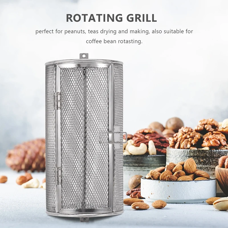 Universal Rotating Stainless Steel Grill ,Rotisserie Basket For Coffee Bean BBQ Grill Roaster Drum Home Kitchen