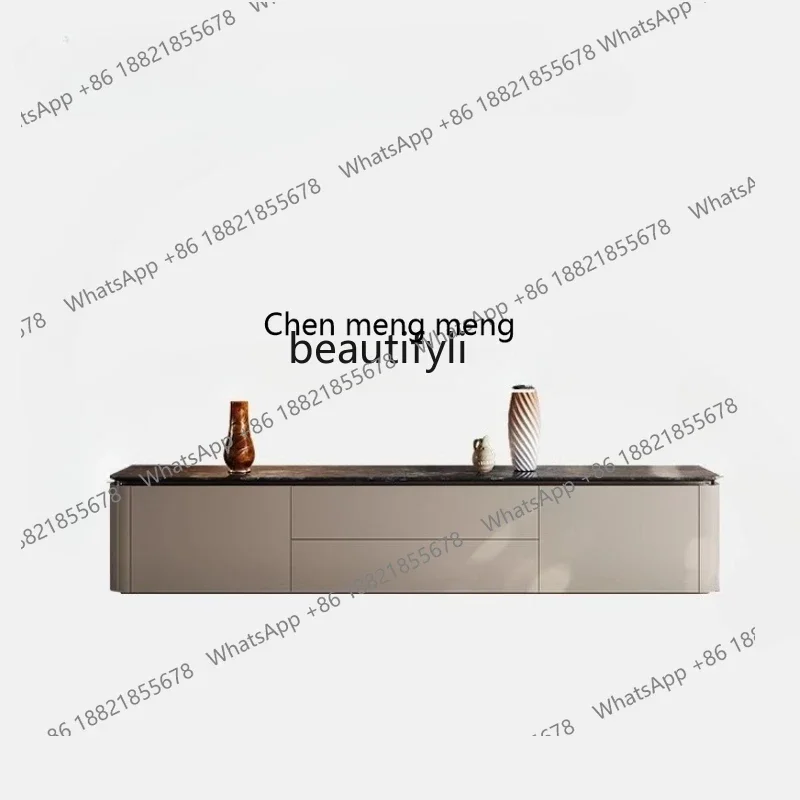 B178 Light luxury marble TV cabinet Living room Italian minimalist high-end paint solid wood floor cabinet2936