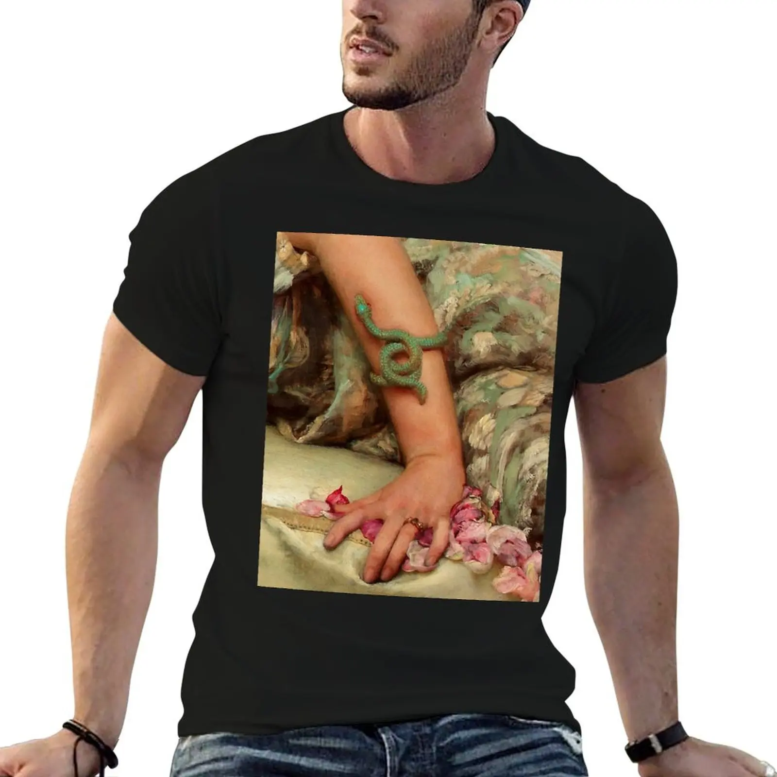 

hand bracelet Serpent graphic with detail shirt man t T-Shirt print shirt Woman's Pre-Raphaelite custom Petals t Rose